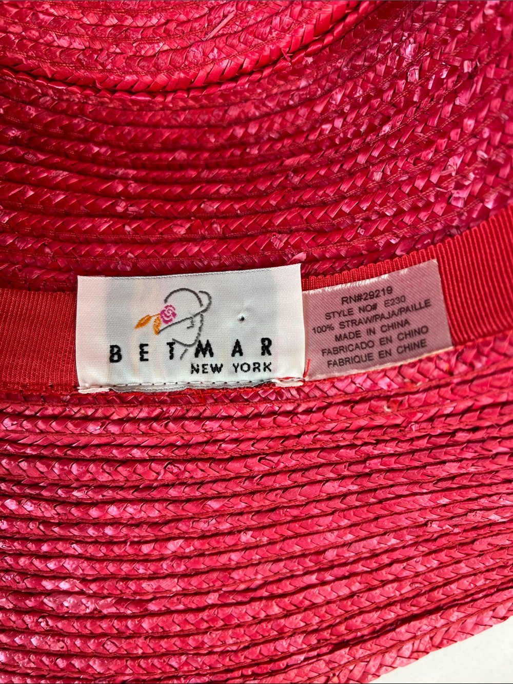Betmar Red Banded Straw Hat with Bow Detail - Picture 4 of 5